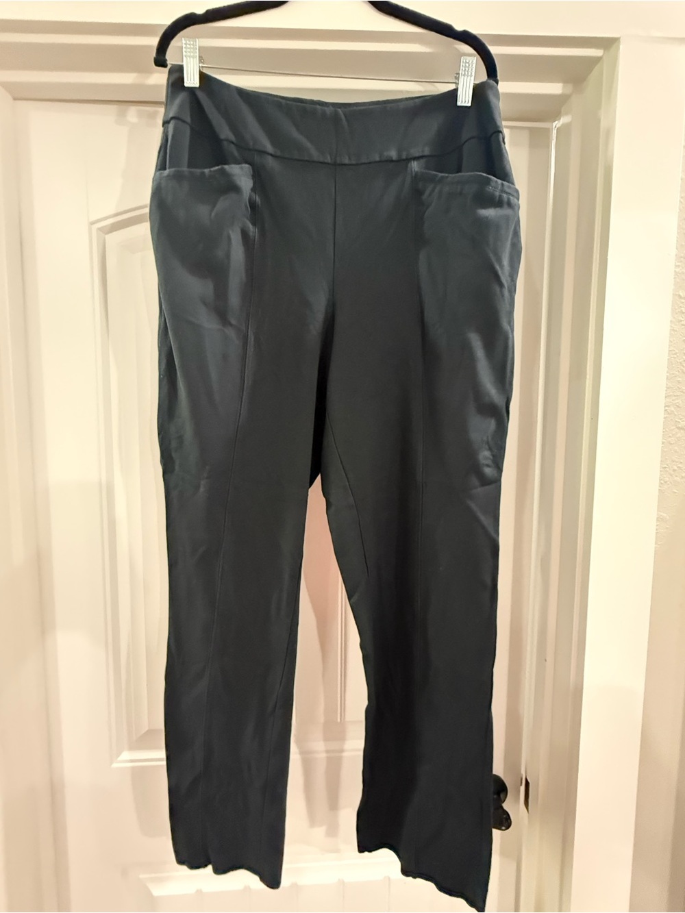 Cato Black Straight Leg Pull-On Pants with Front Pockets